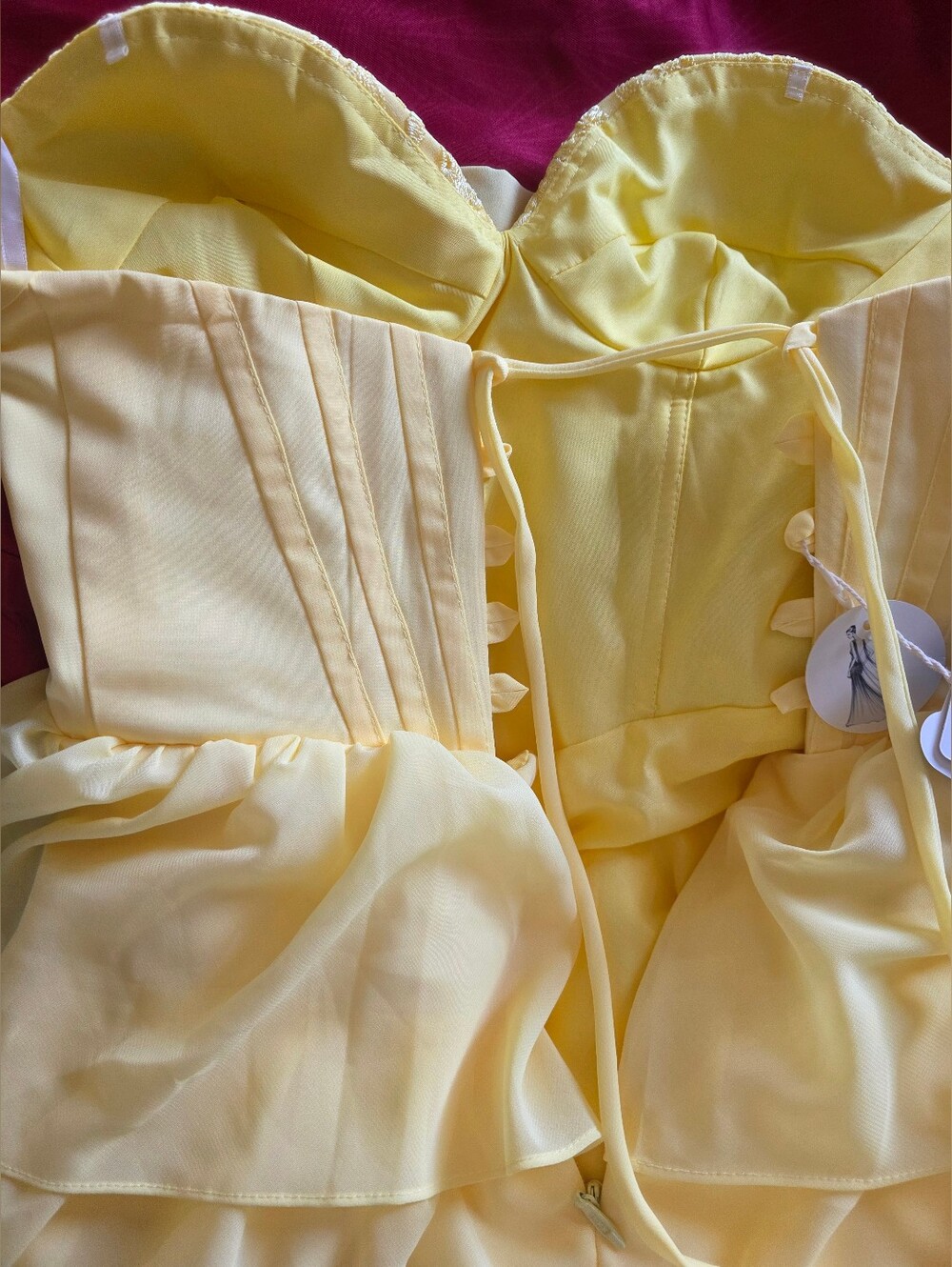 Lemon Yellow Ruffled Corset  Gown 6 - Picture 8 of 9